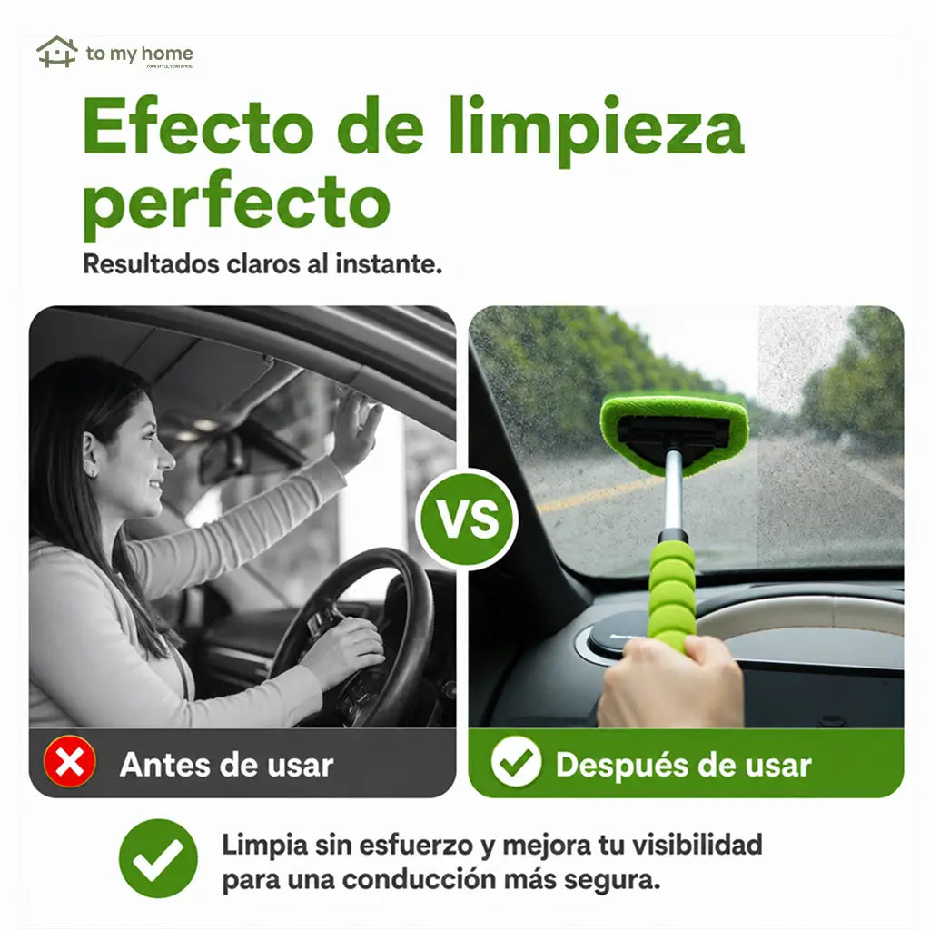 Limpiador de parabrisas extensible con cabeza triangular giratoria y 4 pads de microfibra para autos, camionetas y SUV en limpieza interior y exterior