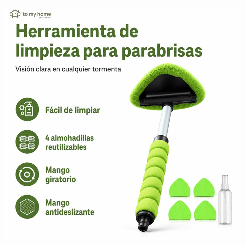 Limpiador de parabrisas extensible con cabeza triangular giratoria y 4 pads de microfibra para autos, camionetas y SUV en limpieza interior y exterior