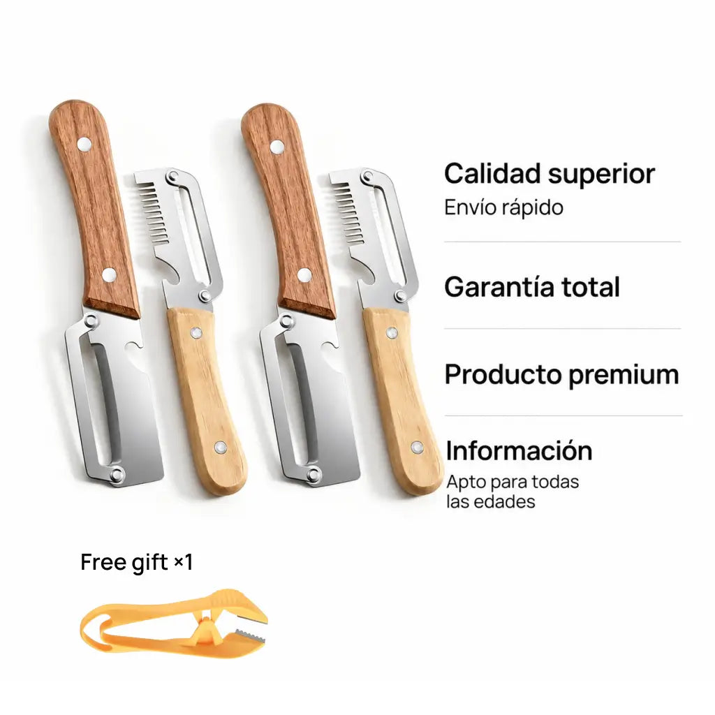 Pelador de Verduras y Frutas 2 en 1 con Destapador – Set de 2 Piezas