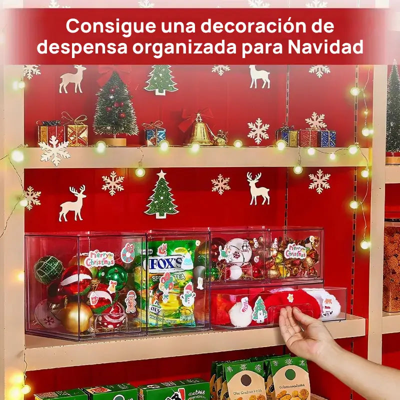 Juego de 2 gavetas organizadoras apilables con 8 cajas transparentes libres de BPA, flexibles, seguras y de diseño modular versátil para hogar