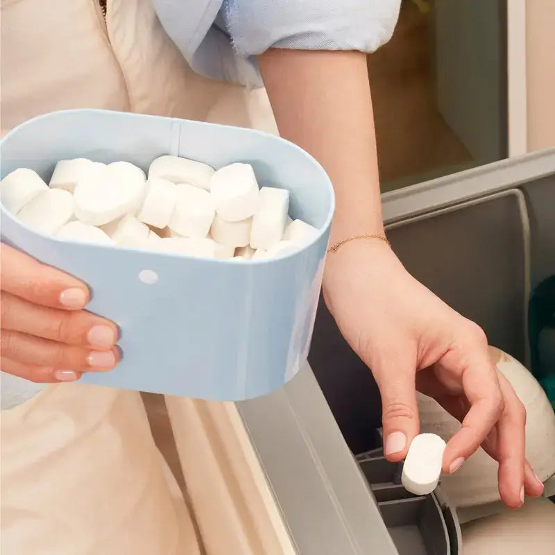 Tabletas ecológicas para lavavajillas, a base de plantas, sin plástico, incluye lata de almacenamiento sostenible, limpieza consciente y eficiente