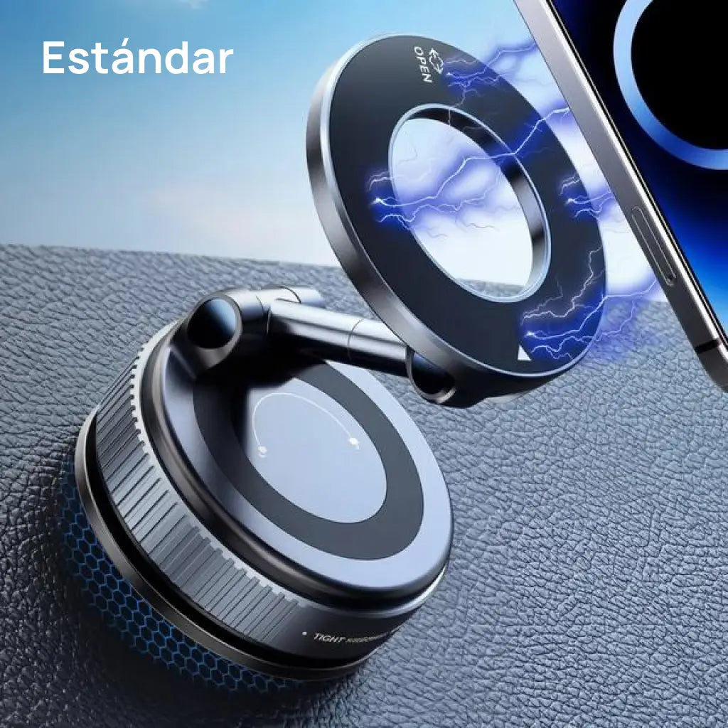 Soporte Magnético Universal Celular Ventosa Vacío Fuerte Plegable Auto Tablero Gimnasio Espejo Baño Compatible con Todo Smartphone y Vehículo Moderno Útil