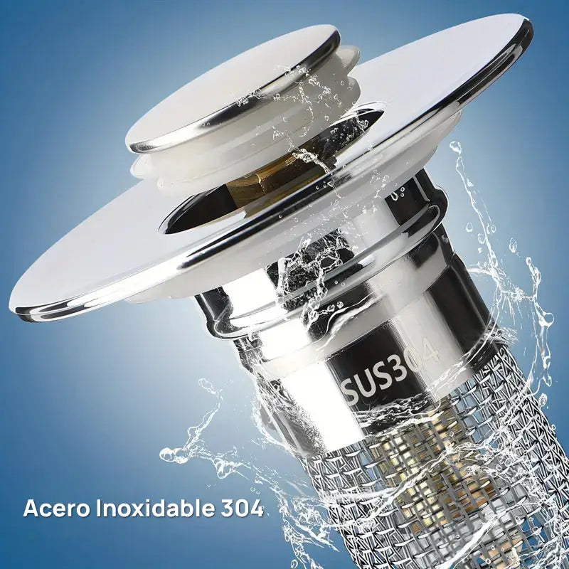 Protector de lavabo para cabello con filtro universal tipo pop-up, cesta de acero inoxidable y colador, previene obstrucciones y mantiene limpieza