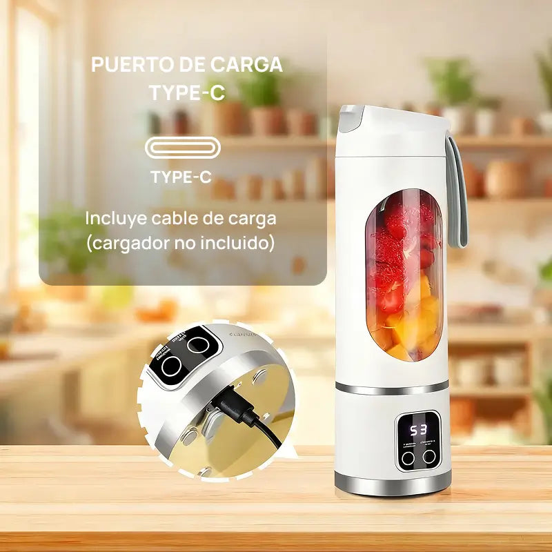Licuadora digital portátil compacta con pantalla LED, completamente a prueba de fugas, ideal para smoothies, jugos y vitaminas de manera práctica