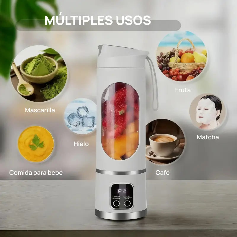 Licuadora digital portátil compacta con pantalla LED, completamente a prueba de fugas, ideal para smoothies, jugos y vitaminas de manera práctica