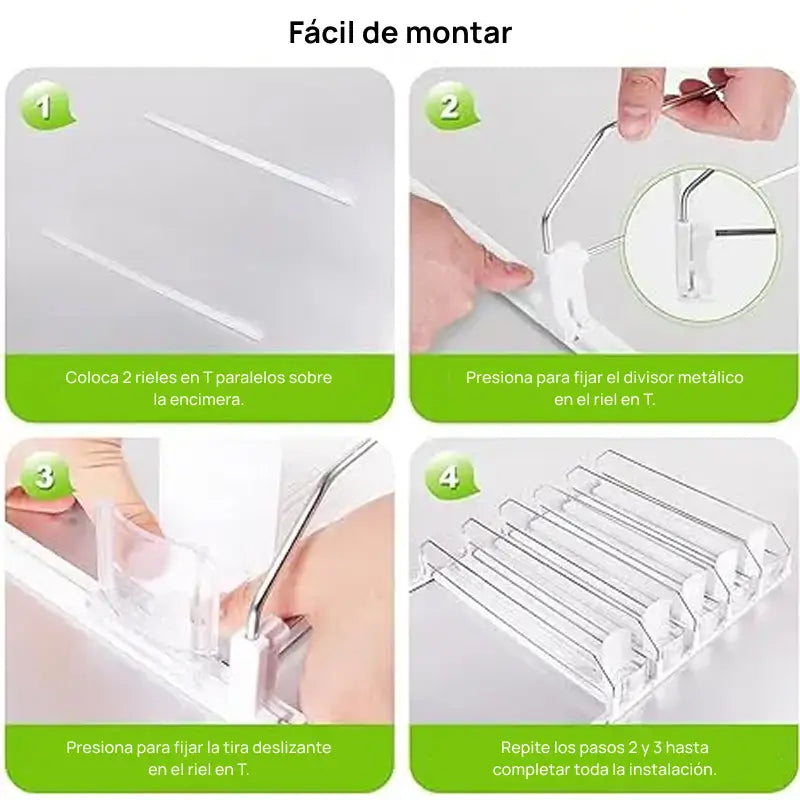 Organizador y dispensador automático de latas para refrigerador, soporta 355 ml, 473 ml y 591 ml, 3 o 5 filas, organiza bebidas y mantiene orden perfectamente