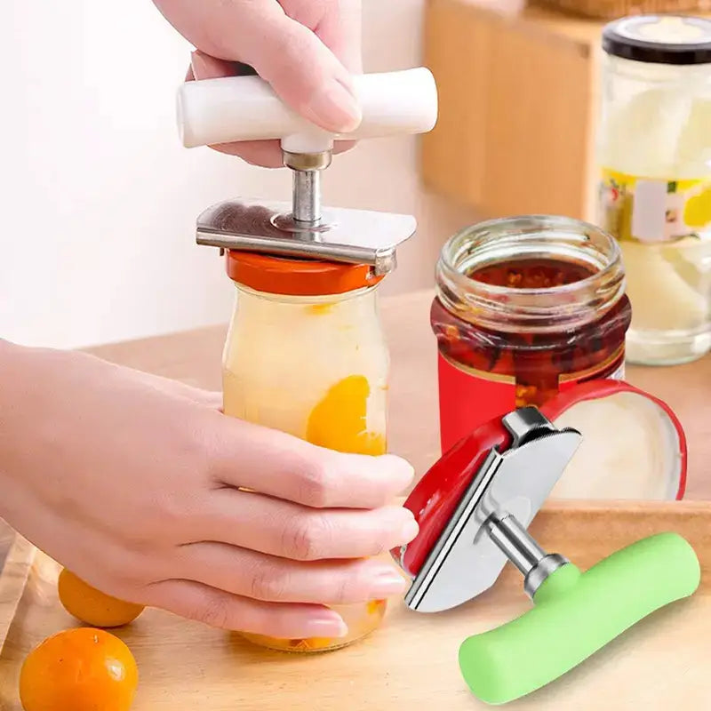 Juego de 2 abridores manuales de tapas y latas, diseño ergonómico, permite abrir frascos con facilidad, alavanca perfecta para uso doméstico diario