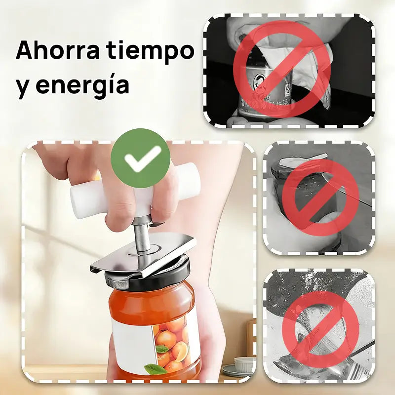 Juego de 2 abridores manuales de tapas y latas, diseño ergonómico, permite abrir frascos con facilidad, alavanca perfecta para uso doméstico diario