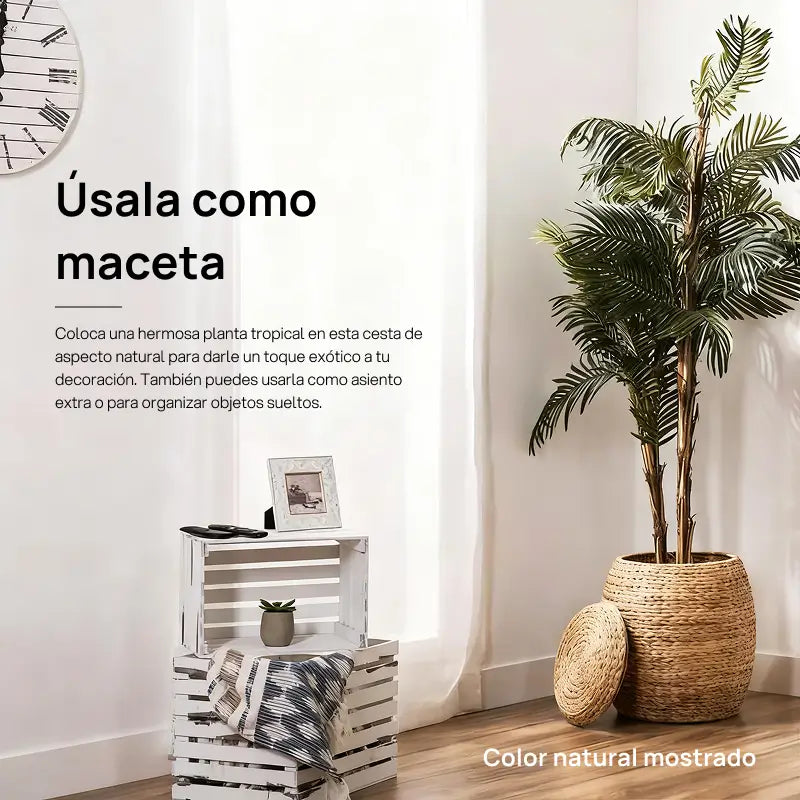 Canasta organizadora vintage de jacinto de agua con tapa, multifuncional, perfecta para almacenamiento en cualquier habitación, combina organización con estilo rústico