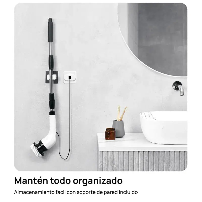 Esfregador eléctrico rotativo inalámbrico IPX7 con 4 cepillos reemplazables y mango extensible, limpieza potente de pisos, baño, cocina y superficies variadas