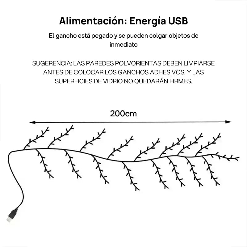 Lámpara decorativa LED en forma de rama de árbol, alimentación por USB, crea ambiente acogedor en casa con iluminación ambiental cálida y relajante