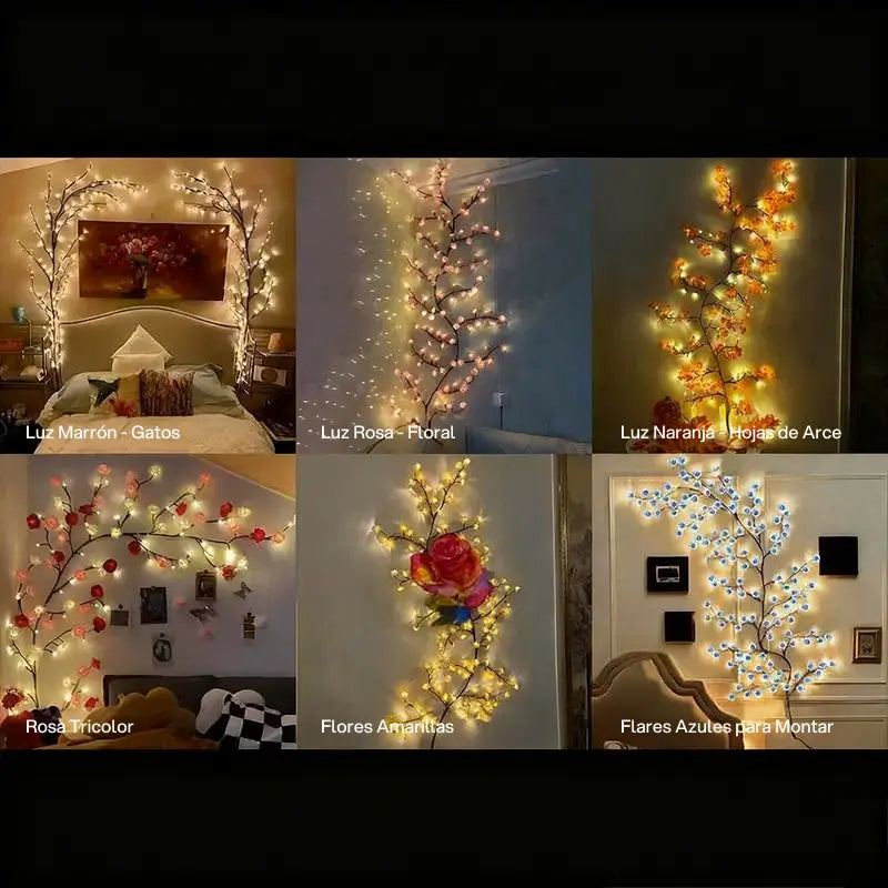 Lámpara decorativa LED en forma de rama de árbol, alimentación por USB, crea ambiente acogedor en casa con iluminación ambiental cálida y relajante