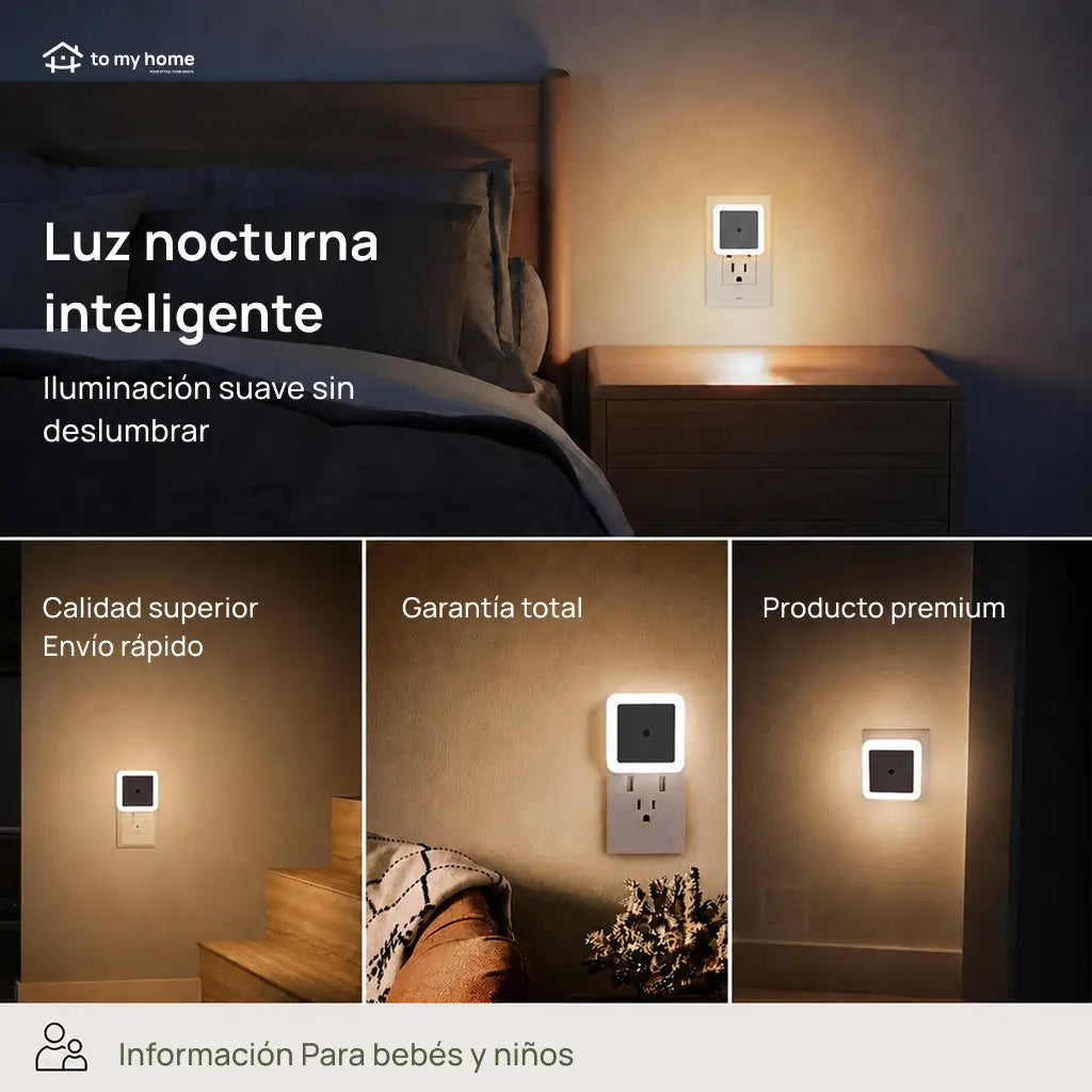 Lámpara de Noche LED con Sensor Automático Paquete de 6 Piezas Luz Blanca Cálida para Enchufe de Pared Ideal en Recámara Pasillo Baño y Escaleras del Hogar