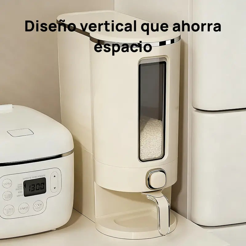 Dispensador de arroz hermético UFORU, protección total contra insectos y humedad, incluye vaso medidor, conserva granos y cereales de forma efectiva y segura