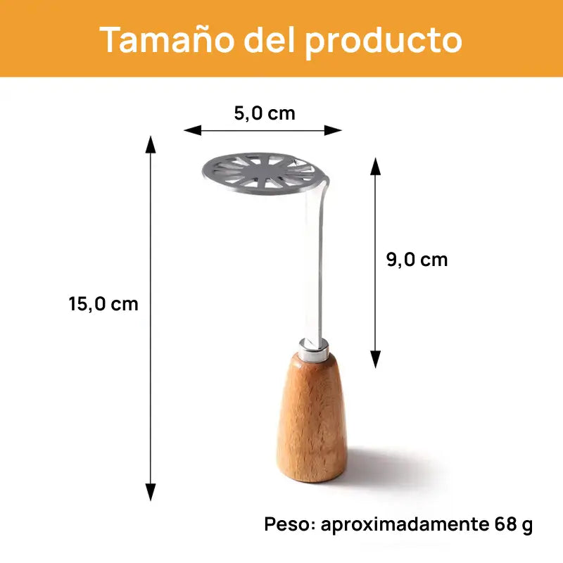 Juego de 2 trituradores de papa y aguacate de acero inoxidable con mango de madera, alto rendimiento, puré perfecto y cómodo para uso diario
