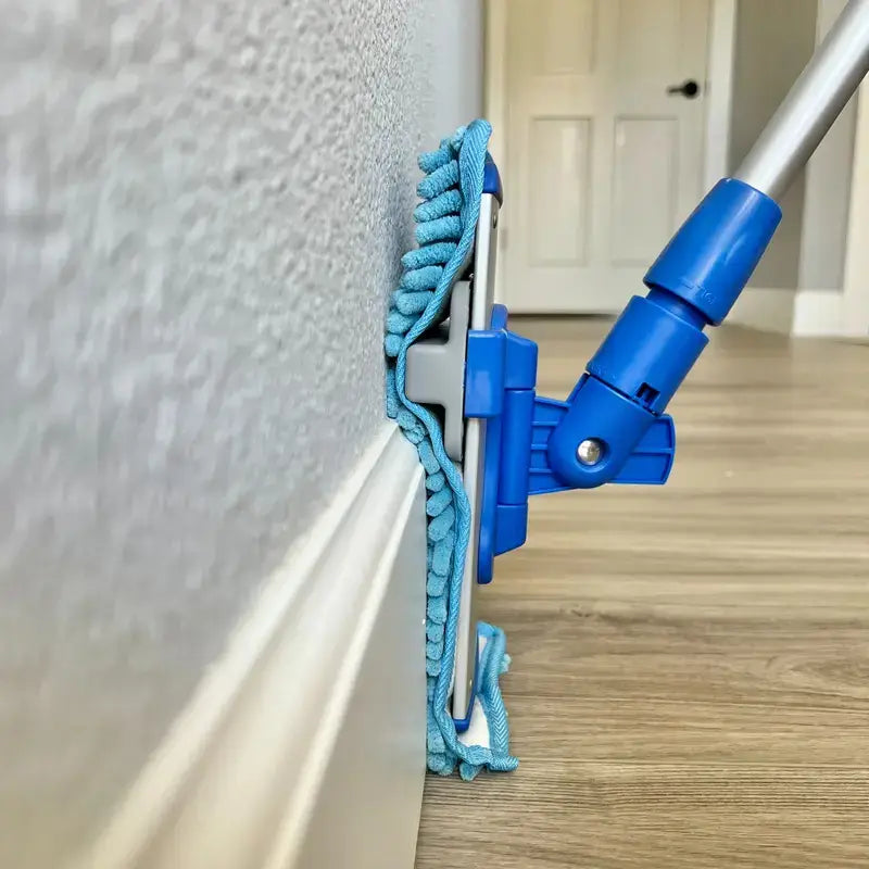 Mop especial para limpieza de zócalos con mango ligero de 178cm, no requiere agacharse, captura polvo y pelos, ergonomía superior y comodidad total
