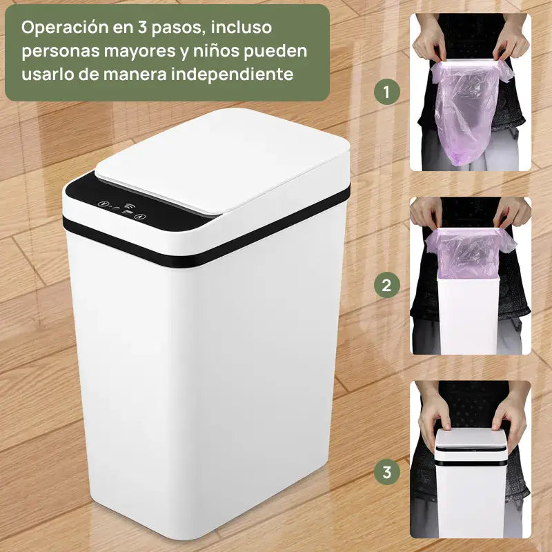 Bote de basura automático de 12 litros con sensor de movimiento, sin contacto, ideal para cocina, baño, dormitorio o oficina, higiene máxima y conveniente