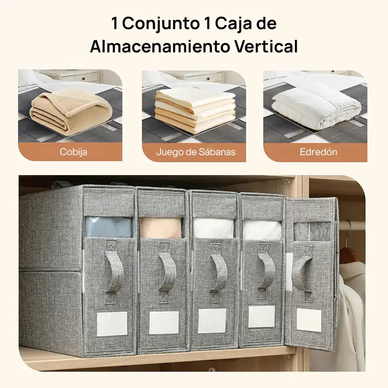 Juego de 4 organizadores de sábanas para armario, cajas plegables con ventana transparente, a prueba de polvo, mantienen la ropa ordenada y organización visual efectiva