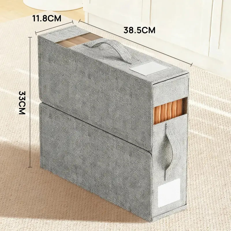 Juego de 4 organizadores de sábanas para armario, cajas plegables con ventana transparente, a prueba de polvo, mantienen la ropa ordenada y organización visual efectiva