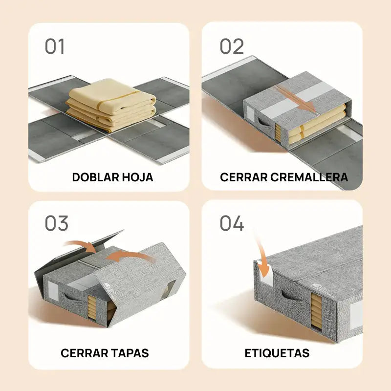 Juego de 4 organizadores de sábanas para armario, cajas plegables con ventana transparente, a prueba de polvo, mantienen la ropa ordenada y organización visual efectiva