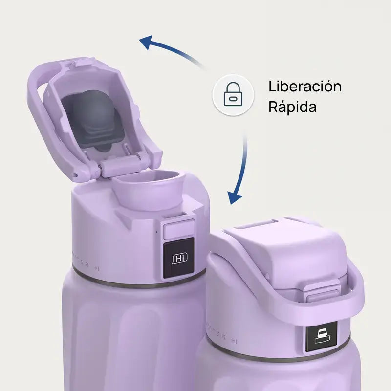 Botella de agua inteligente de acero inoxidable con app, rastrea consumo, envía recordatorios de hidratación, ideal para viajes y control de líquidos diario