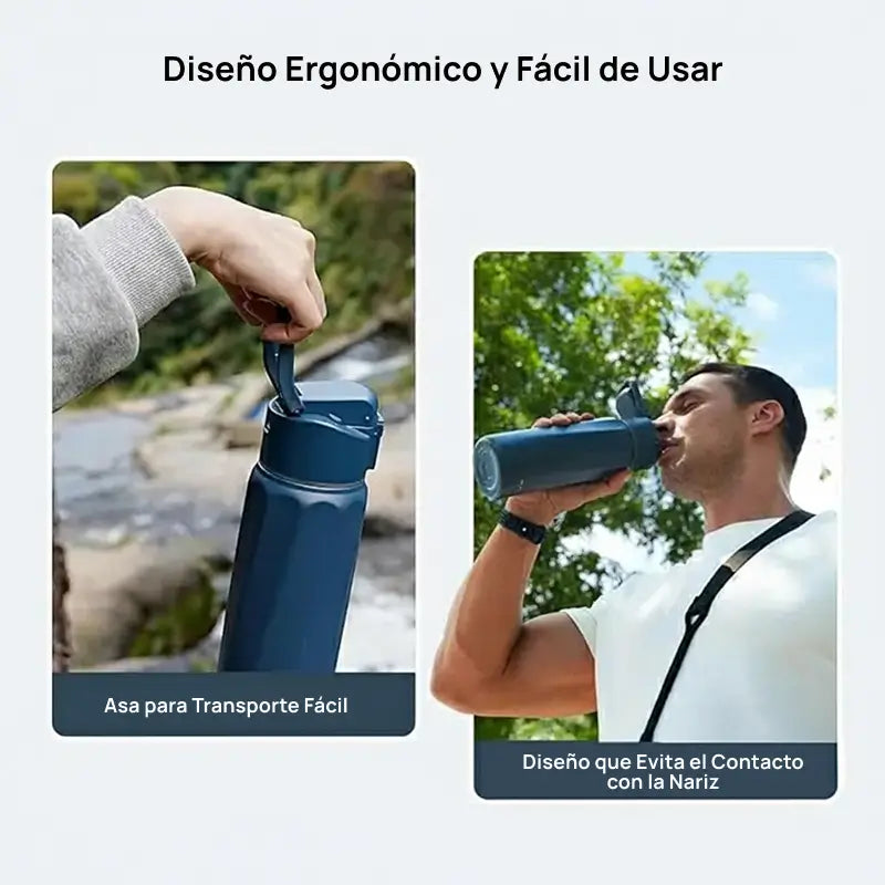 Botella de agua inteligente de acero inoxidable con app, rastrea consumo, envía recordatorios de hidratación, ideal para viajes y control de líquidos diario