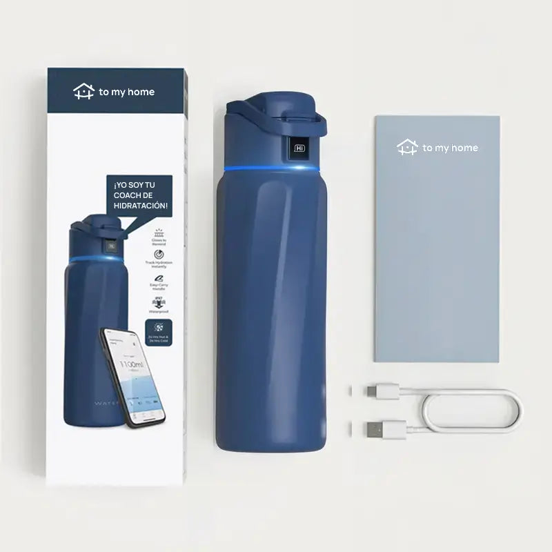 Botella de agua inteligente de acero inoxidable con app, rastrea consumo, envía recordatorios de hidratación, ideal para viajes y control de líquidos diario