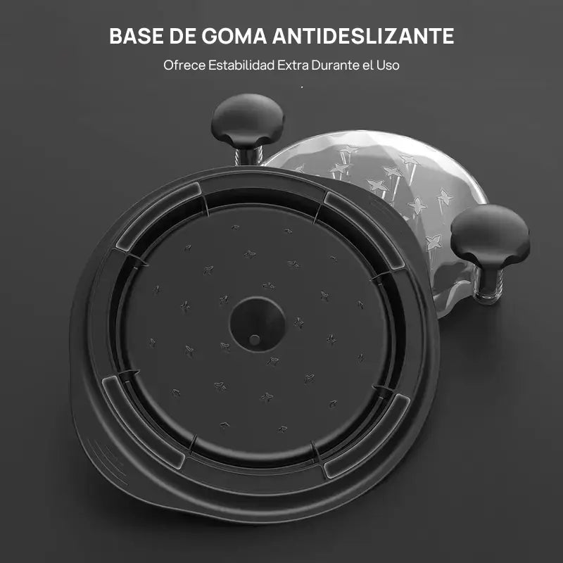 Desmenuzador grande de carne en acero inoxidable con tapa visible y mango ergonómico, perfecto para pollo, res y alimentos de forma rápida y segura