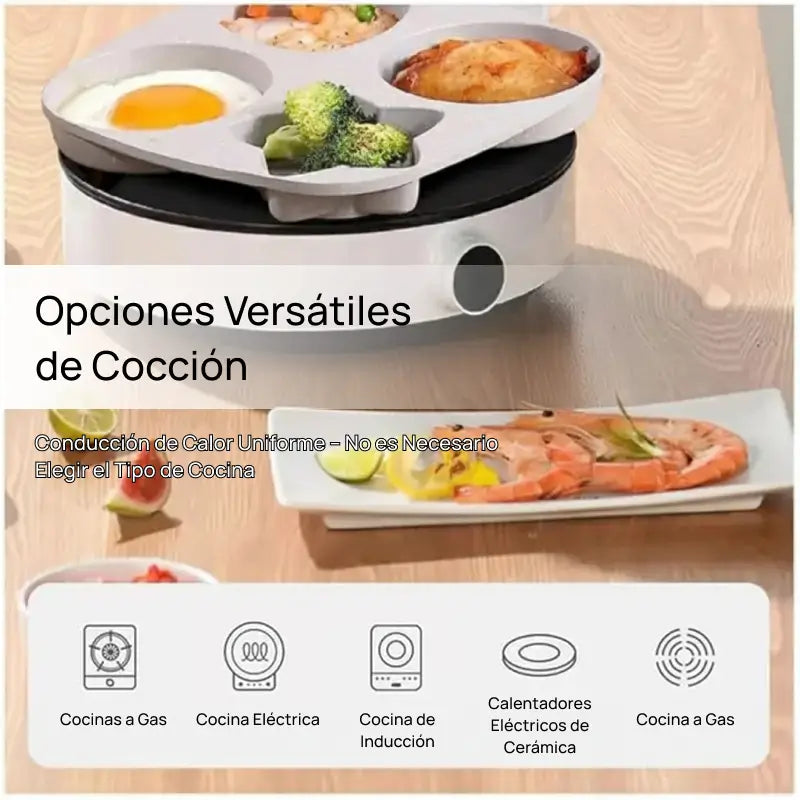 Sartén antiadherente pequeña con 4 formas de estrella, mango de madera, ideal para cocinar huevos, omelets y pancakes con limpieza rápida y sencilla