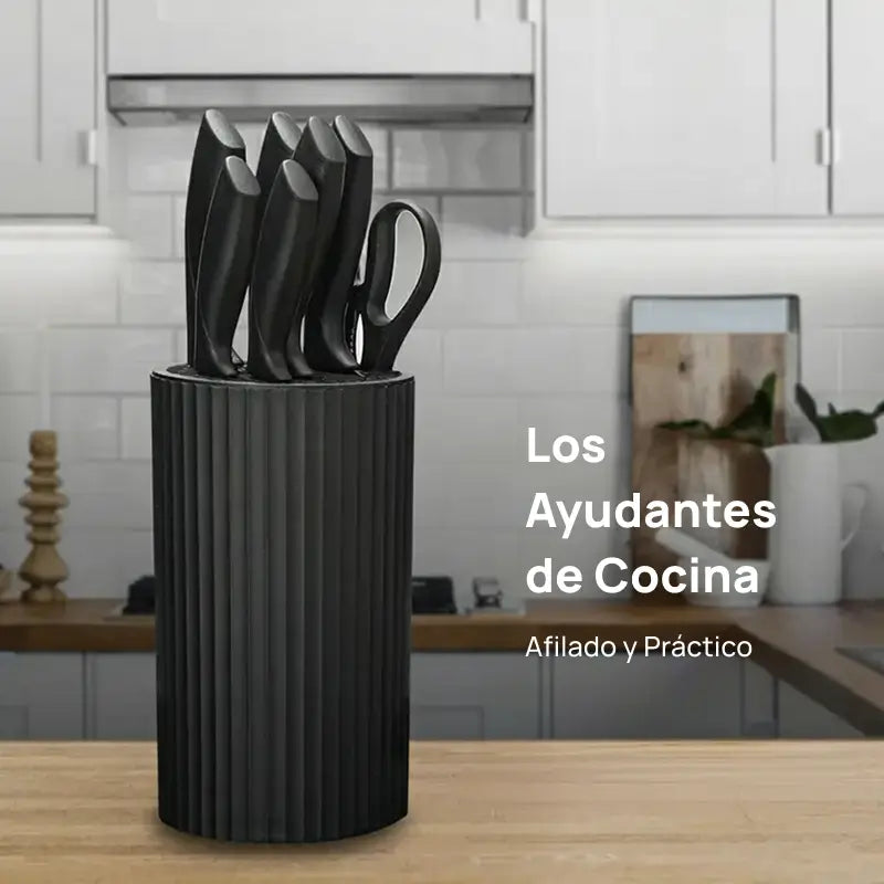 Set de 8 cuchillos de chef profesionales en acero afilado, soporte universal anti óxido, diseño ergonómico y equilibrado para cortar con precisión y comodidad