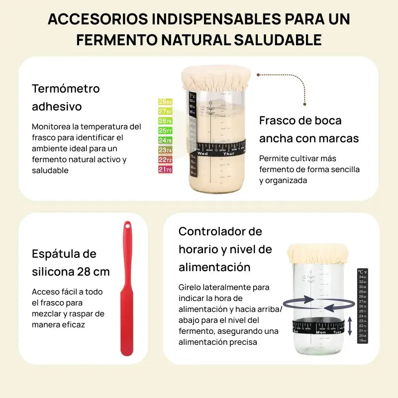 Kit premium para elaboración de pan sourdough, incluye cestos de silicón, pote, espátula, batidor y bolsas, esencial para panadería casera y horneado profesional seguro
