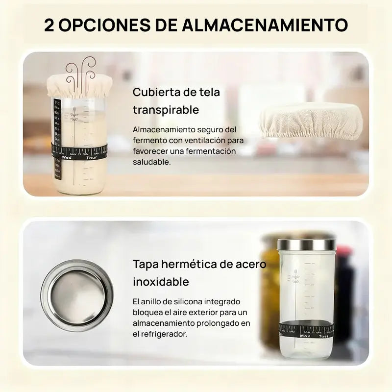 Kit premium para elaboración de pan sourdough, incluye cestos de silicón, pote, espátula, batidor y bolsas, esencial para panadería casera y horneado profesional seguro