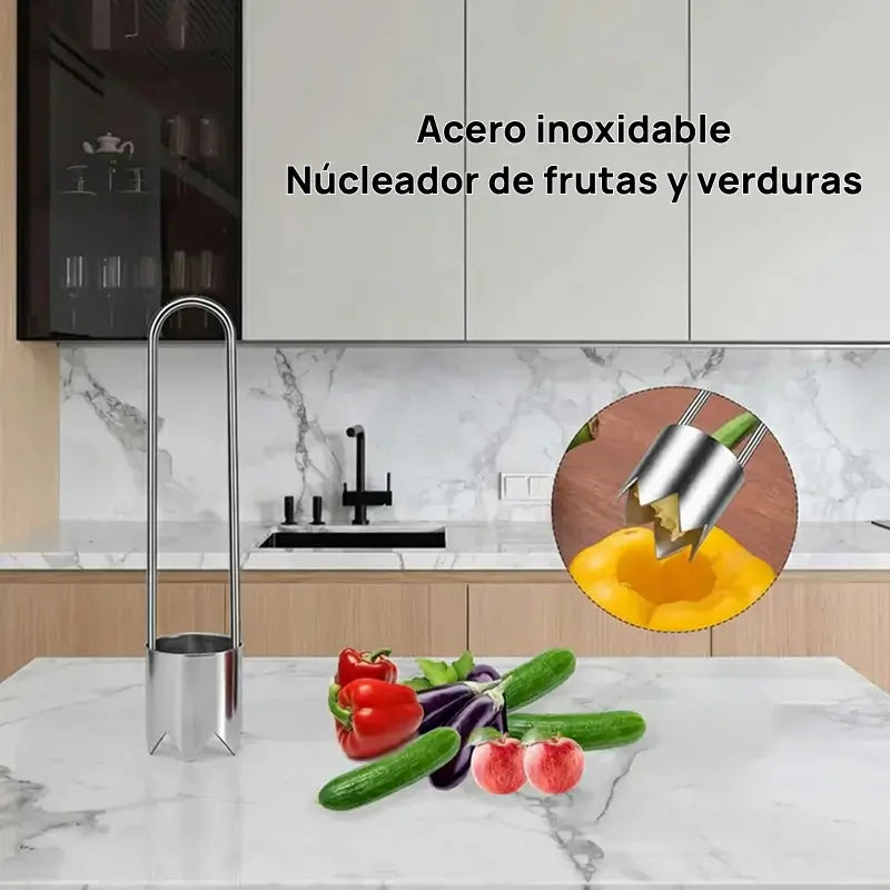 Juego de 2 peladores de frutas y vegetales de acero inoxidable con mango ergonómico, retira semillas rápidamente, eficiente, cómodo y seguro para uso diario en cocina