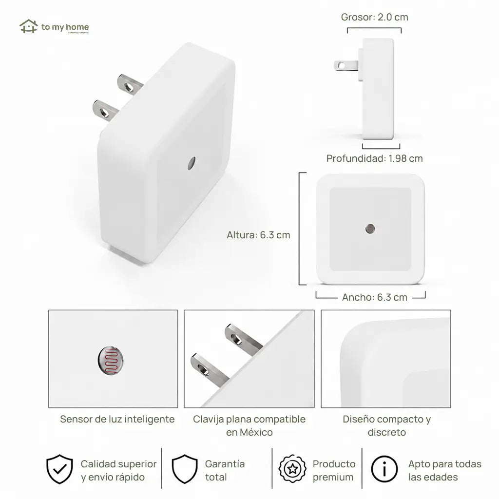 Lámpara de Noche LED con Sensor Automático Paquete de 6 Piezas Luz Blanca Cálida para Enchufe de Pared Ideal en Recámara Pasillo Baño y Escaleras del Hogar
