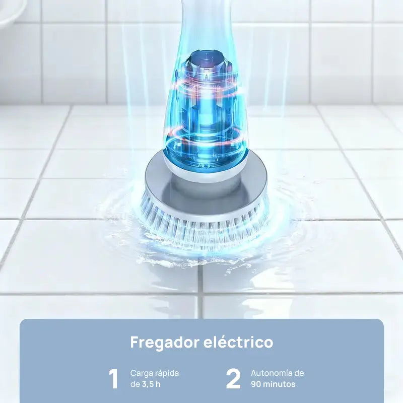 Cepillo eléctrico giratorio inalámbrico e impermeable, con 2 velocidades y 9 accesorios, limpieza profunda profesional eficaz para baños, cocina y superficies difíciles