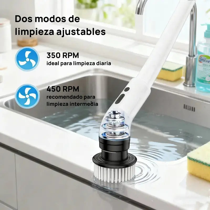 Cepillo eléctrico giratorio inalámbrico e impermeable, con 2 velocidades y 9 accesorios, limpieza profunda profesional eficaz para baños, cocina y superficies difíciles