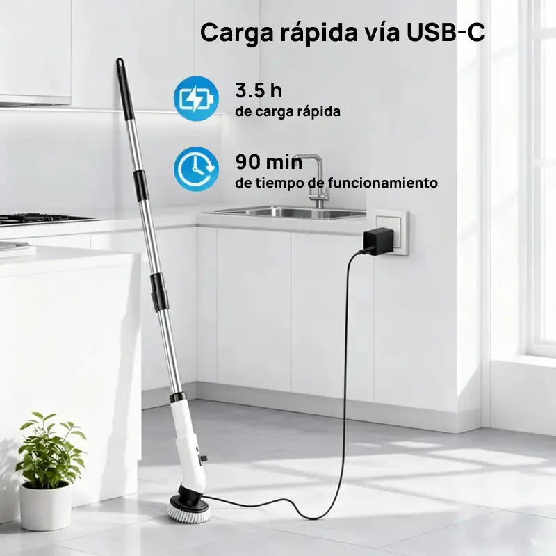 Cepillo eléctrico giratorio inalámbrico e impermeable, con 2 velocidades y 9 accesorios, limpieza profunda profesional eficaz para baños, cocina y superficies difíciles