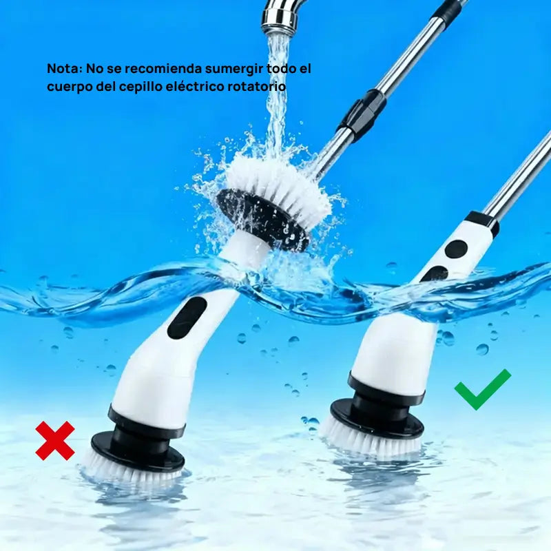 Cepillo eléctrico giratorio inalámbrico e impermeable, con 2 velocidades y 9 accesorios, limpieza profunda profesional eficaz para baños, cocina y superficies difíciles