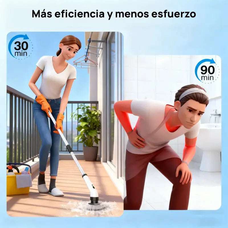 Cepillo eléctrico giratorio inalámbrico e impermeable, con 2 velocidades y 9 accesorios, limpieza profunda profesional eficaz para baños, cocina y superficies difíciles