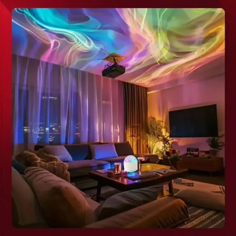 Lámpara proyectora con 2 escenas de ondas 3D y 16 colores, control remoto, crea ambiente relajante, personalizable, ideal para dormitorios, salas y decoración creativa