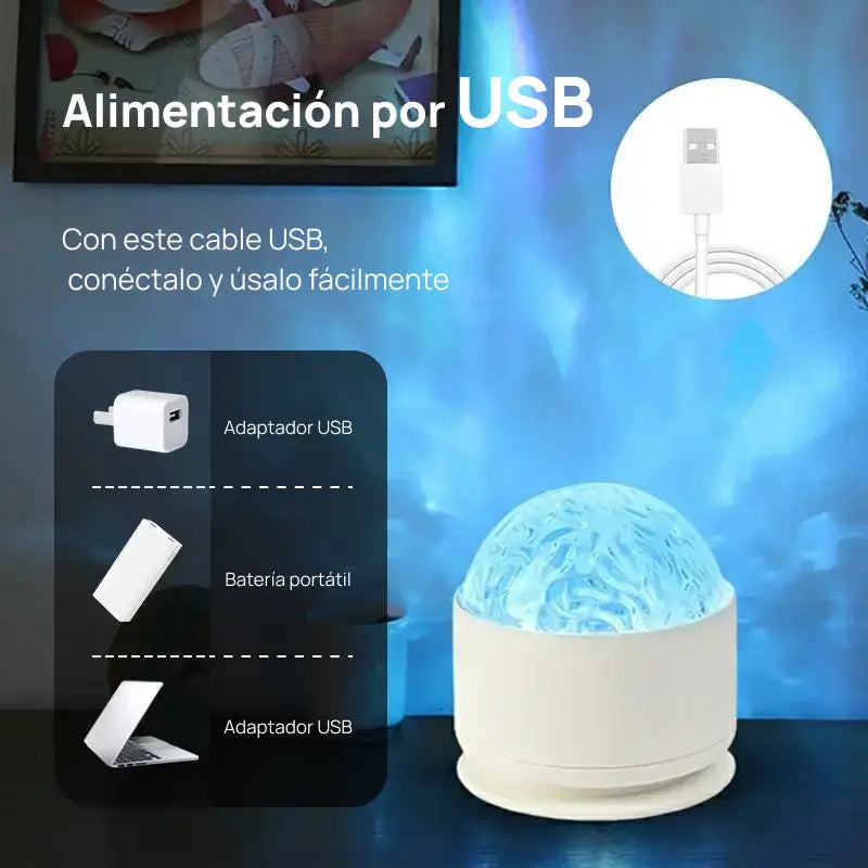 Lámpara proyectora con 2 escenas de ondas 3D y 16 colores, control remoto, crea ambiente relajante, personalizable, ideal para dormitorios, salas y decoración creativa