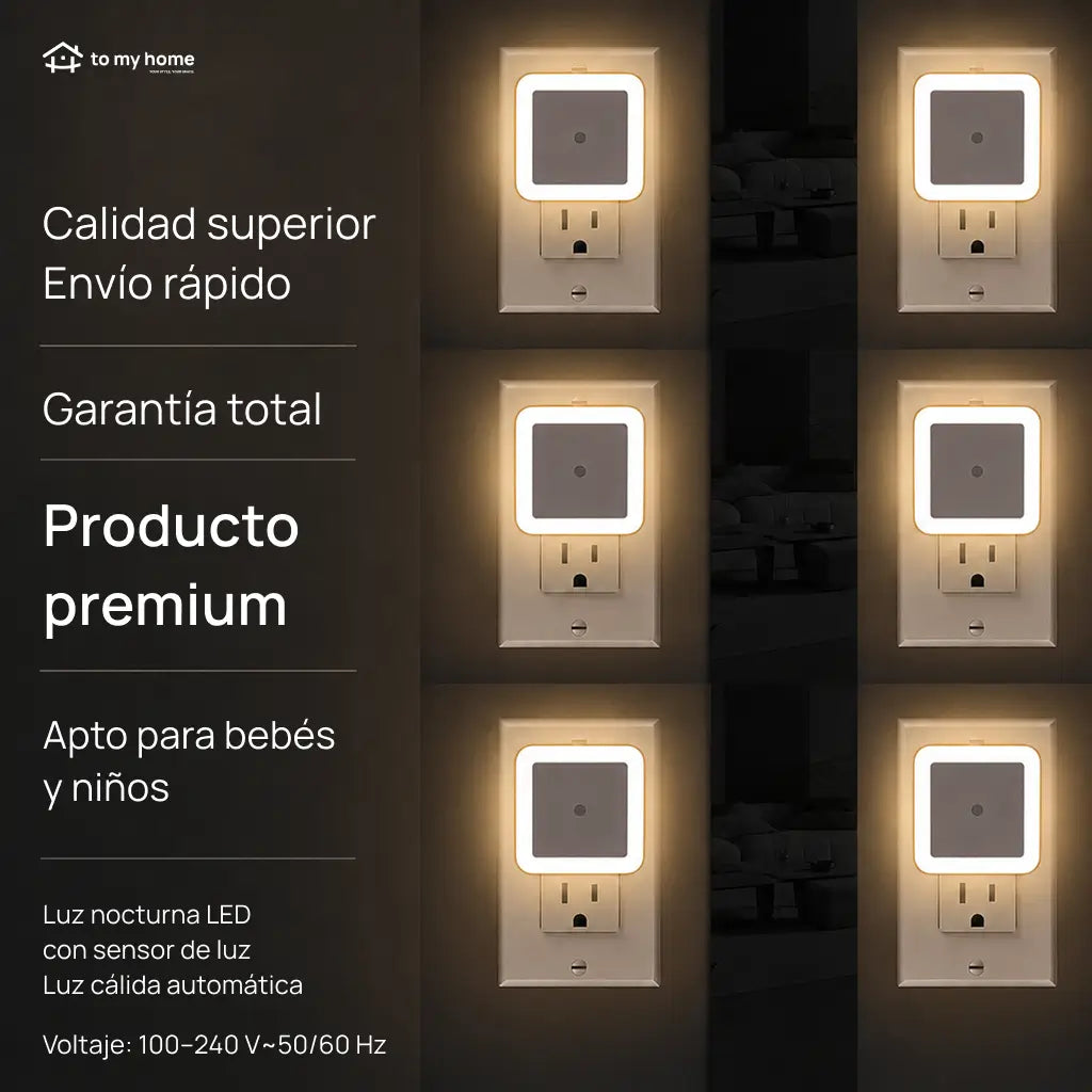 Lámpara de Noche LED con Sensor Automático Paquete de 6 Piezas Luz Blanca Cálida para Enchufe de Pared Ideal en Recámara Pasillo Baño y Escaleras del Hogar