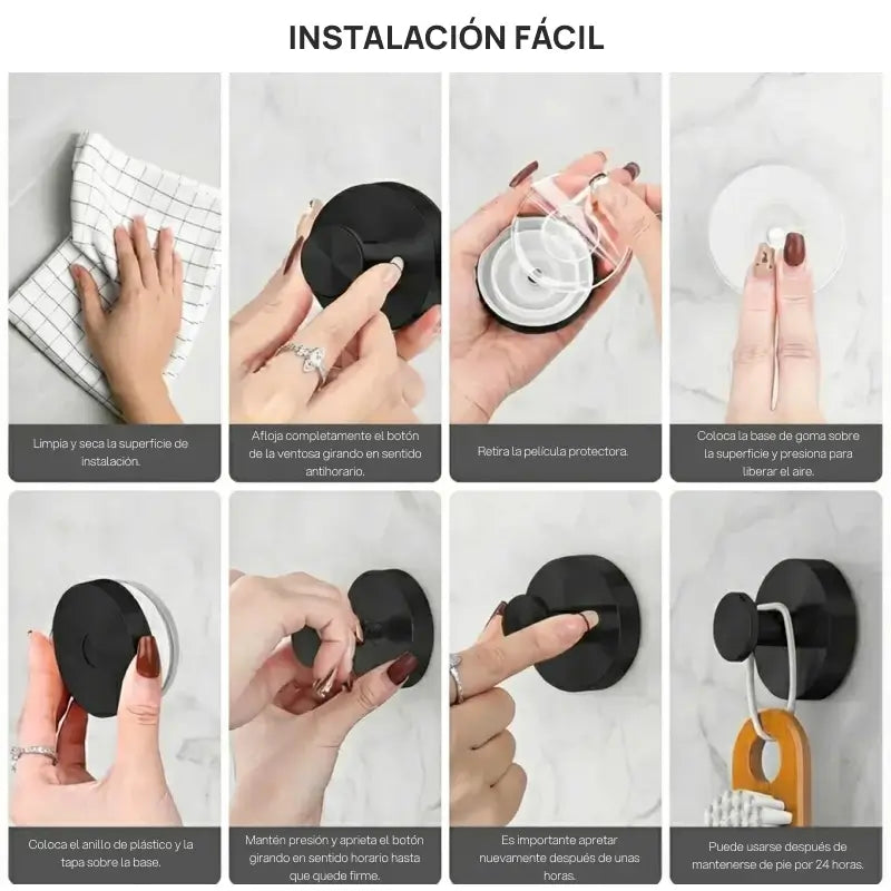 Kit 2 ganchos de pared con ventosa de alta adherencia, impermeables, reutilizables, resistentes, sin perforación, ideal para baño, cocina u organización de artículos