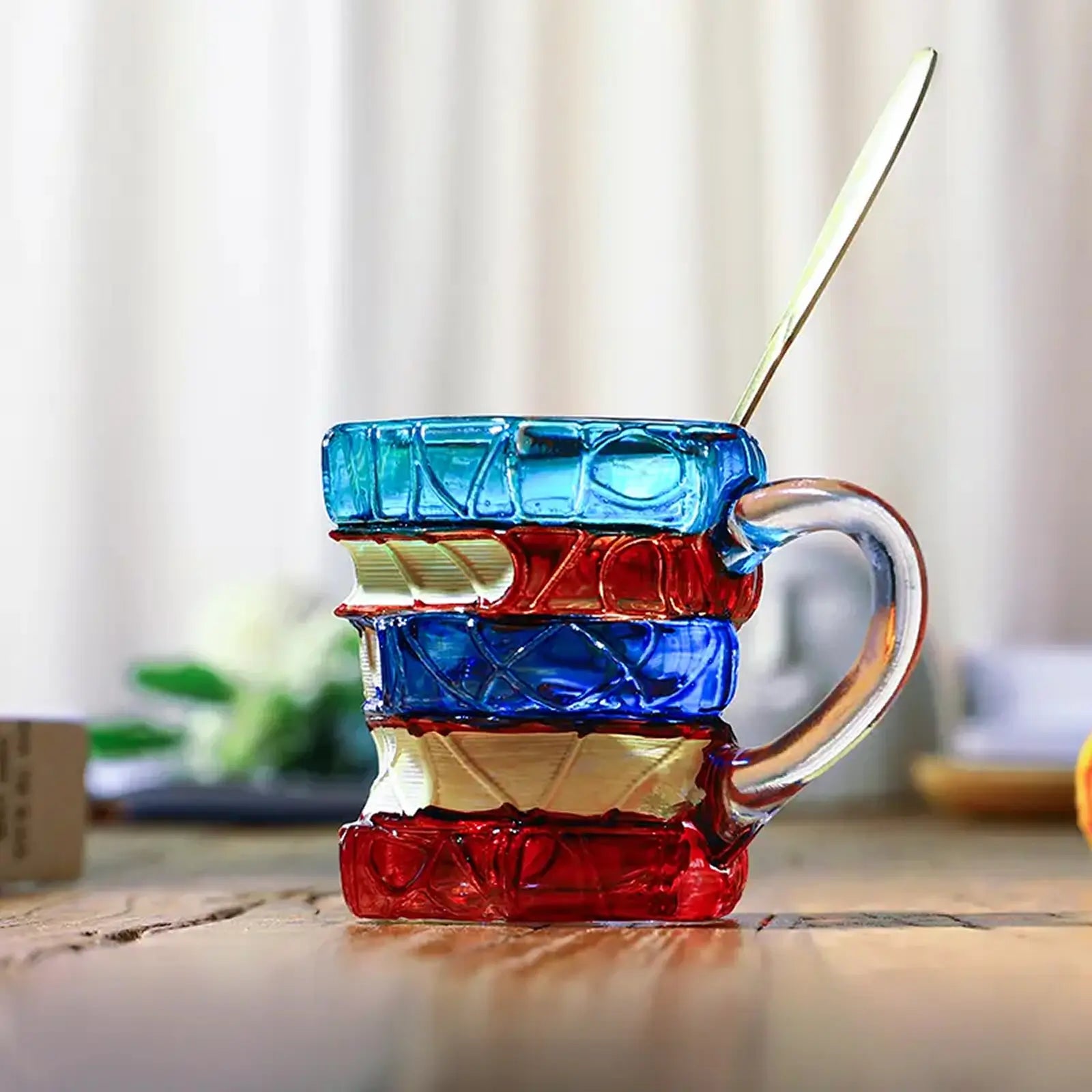 Taza de cerámica 3D con libros apilados, diseño creativo y artístico, acabado delicado, regalo perfecto para amantes de la lectura y decoración funcional