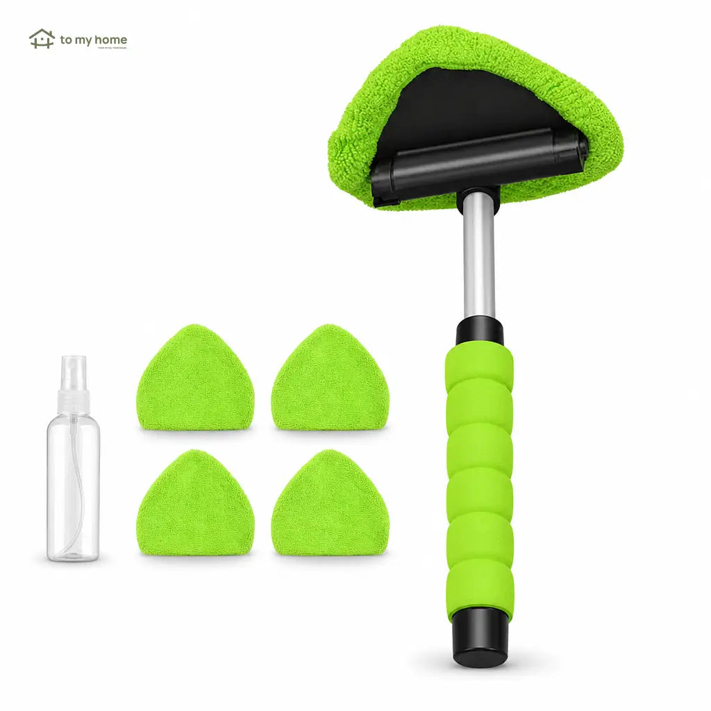 Limpiador de parabrisas extensible con cabeza triangular giratoria y 4 pads de microfibra para autos, camionetas y SUV en limpieza interior y exterior