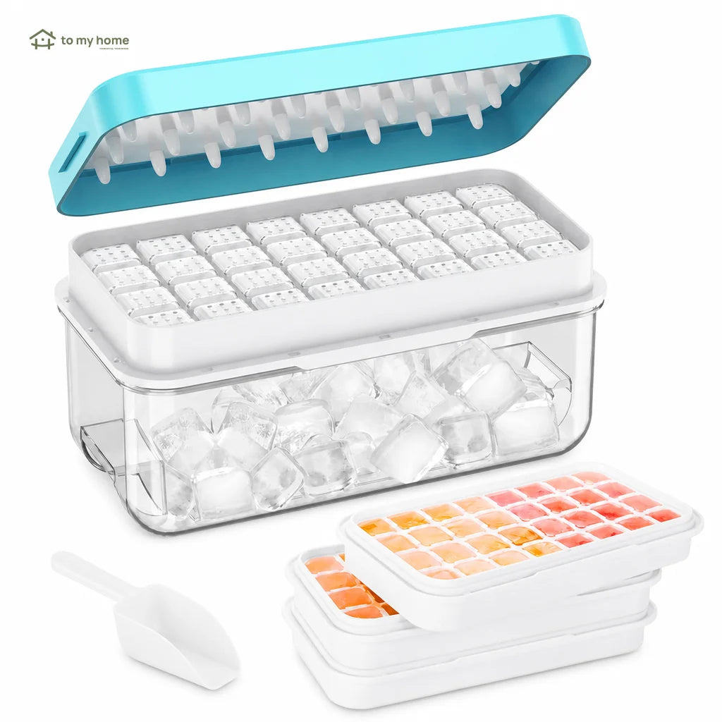 Set de charolas para hielo apilables con tapa y contenedor, fácil de liberar