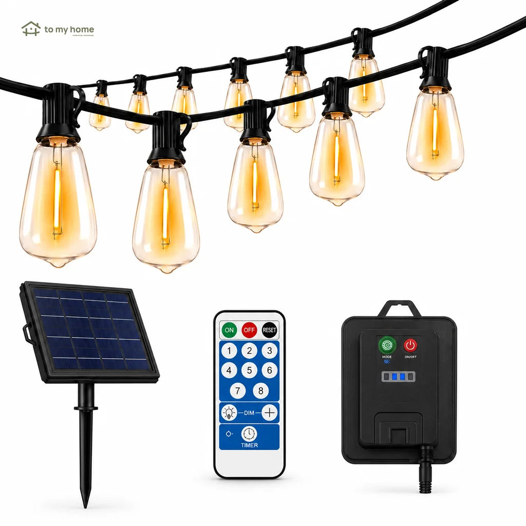 Serie de luces solares LED con sensor de atardecer y 8 modos para terraza, patio y jardín