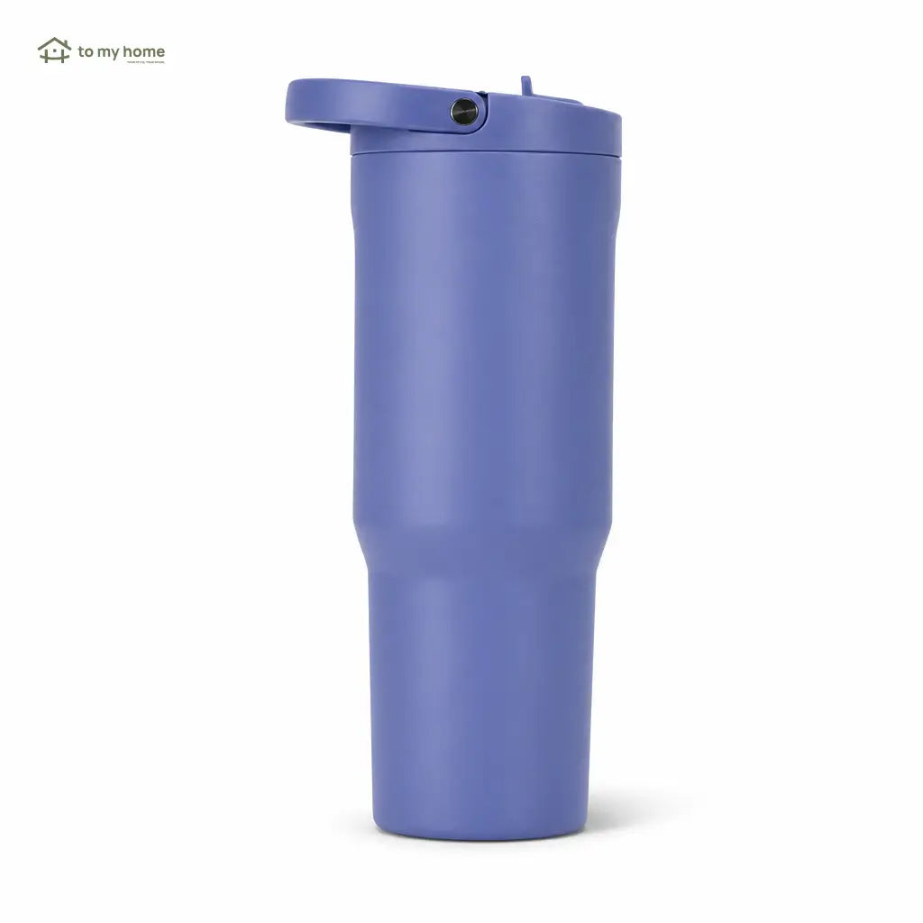 Termo deportivo triple aislado con tapa antiderrames, popote abatible y base de goma para entrenar o llevar en el carro todos los días
