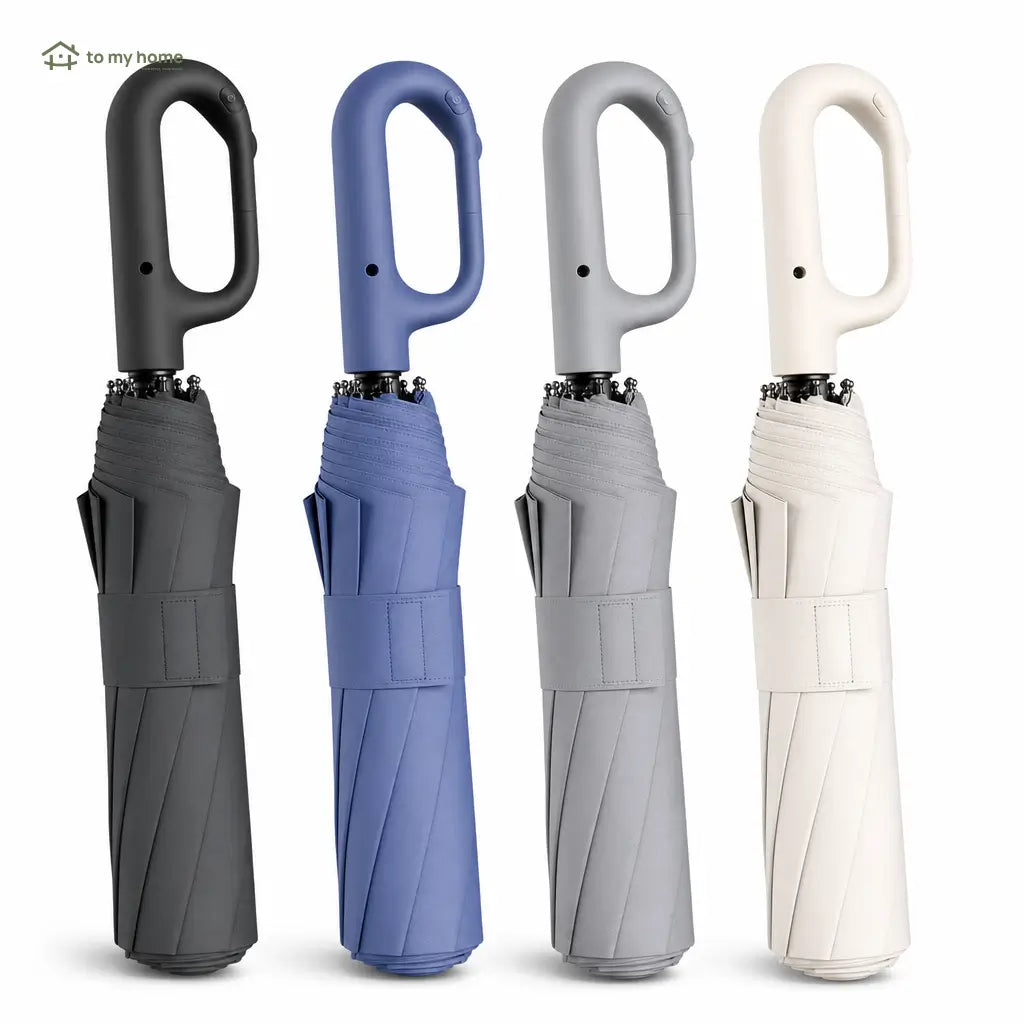 Paraguas plegable automático impermeable con 10 varillas y broche giratorio para lluvia, sol y uso diario en la ciudad