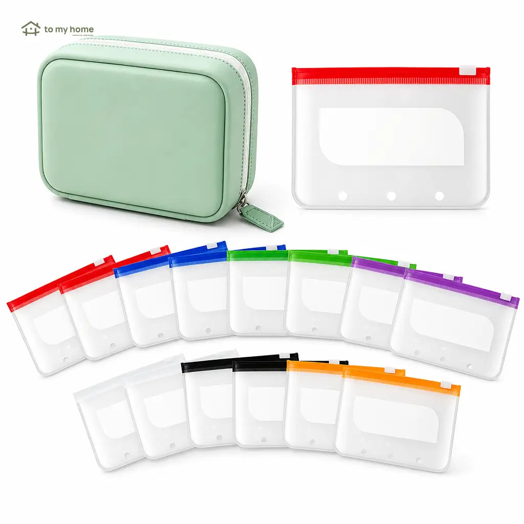 Organizador de pastillas impermeable con 14 bolsitas y etiquetas de color para viaje